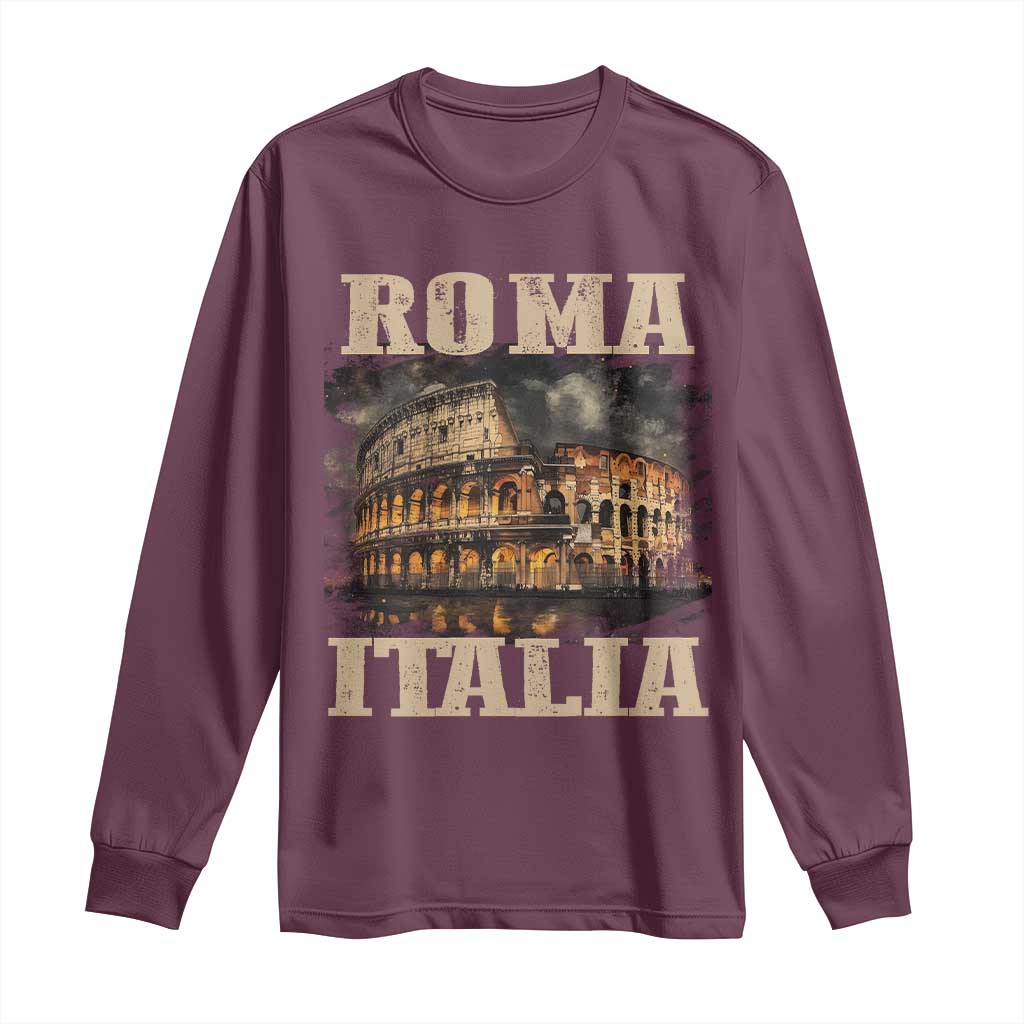 Roma Italia Colosseum Long Sleeve Shirt Vintage Italy Rome TS09 Maroon Print Your Wear