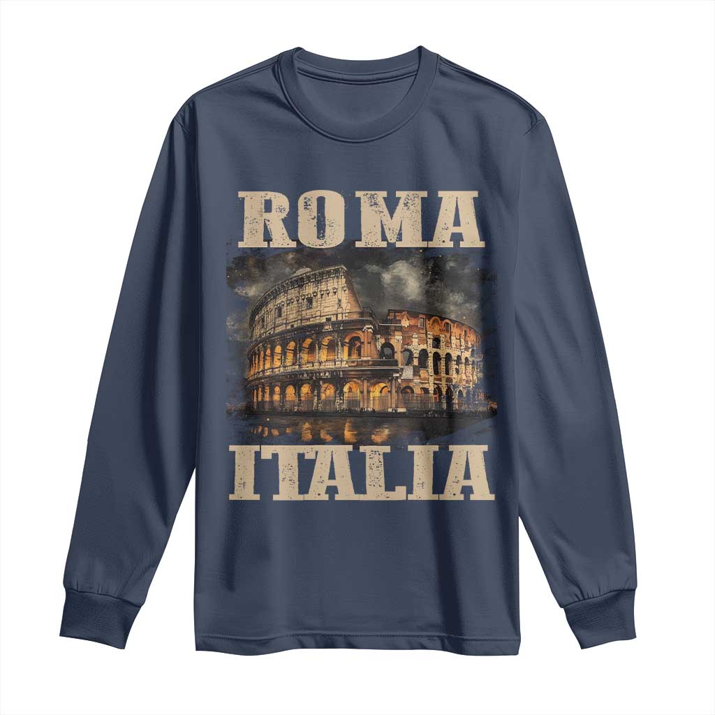 Roma Italia Colosseum Long Sleeve Shirt Vintage Italy Rome TS09 Navy Print Your Wear