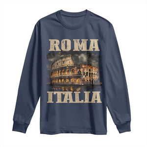 Roma Italia Colosseum Long Sleeve Shirt Vintage Italy Rome TS09 Navy Print Your Wear