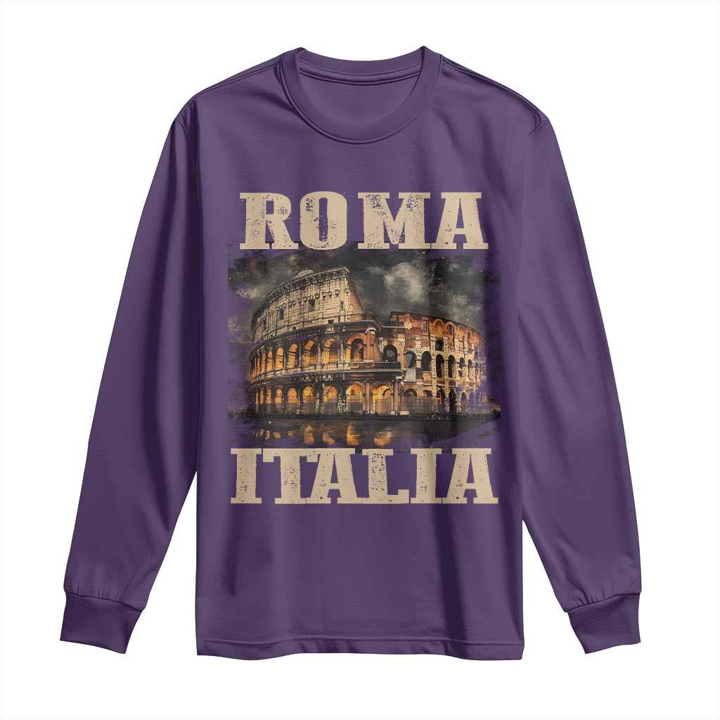 Roma Italia Colosseum Long Sleeve Shirt Vintage Italy Rome TS09 Purple Print Your Wear