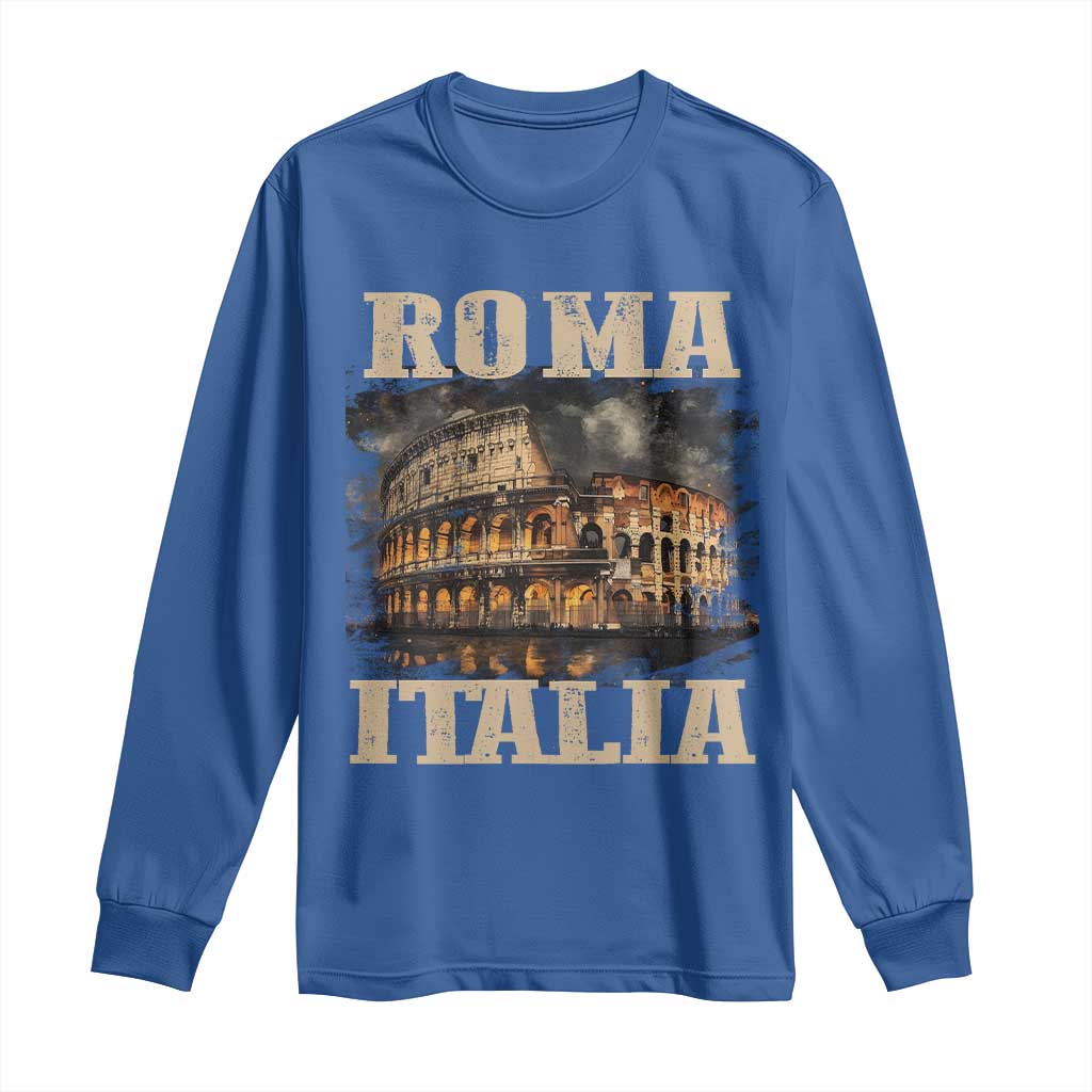 Roma Italia Colosseum Long Sleeve Shirt Vintage Italy Rome TS09 Royal Blue Print Your Wear