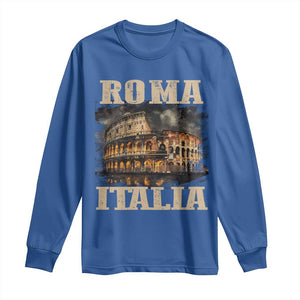 Roma Italia Colosseum Long Sleeve Shirt Vintage Italy Rome TS09 Royal Blue Print Your Wear