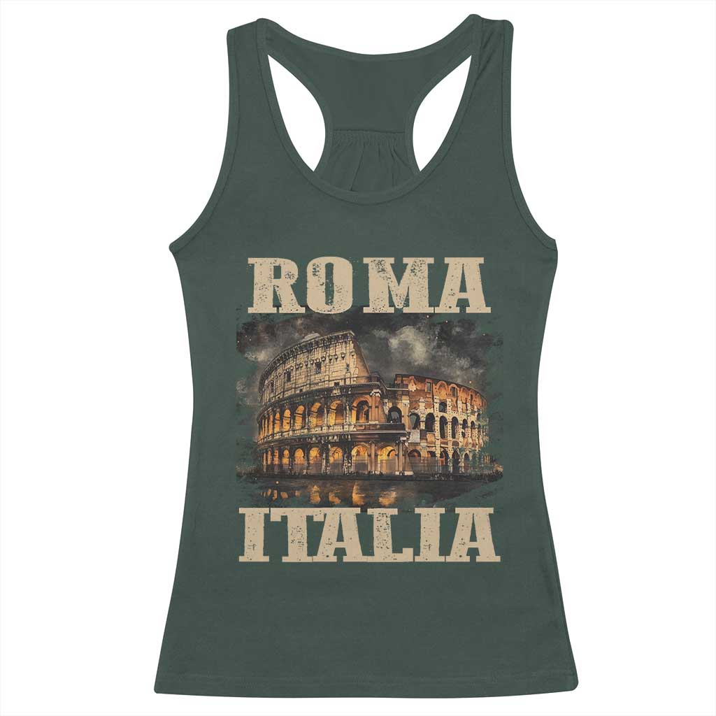 Roma Italia Colosseum Racerback Tank Top Vintage Italy Rome TS09 Dark Forest Green Print Your Wear