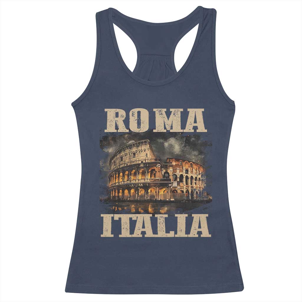 Roma Italia Colosseum Racerback Tank Top Vintage Italy Rome TS09 Navy Print Your Wear