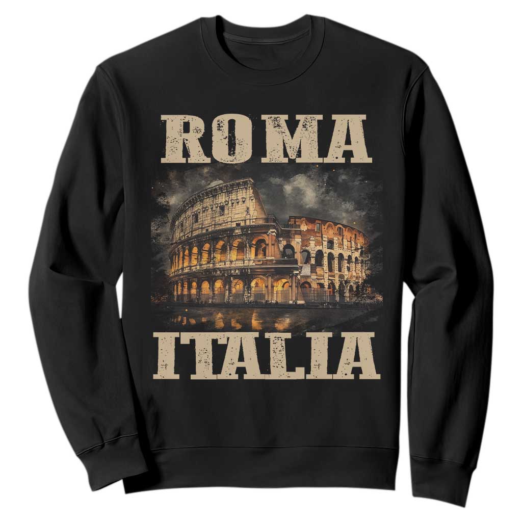 Roma Italia Colosseum Sweatshirt Vintage Italy Rome TS09 Black Print Your Wear