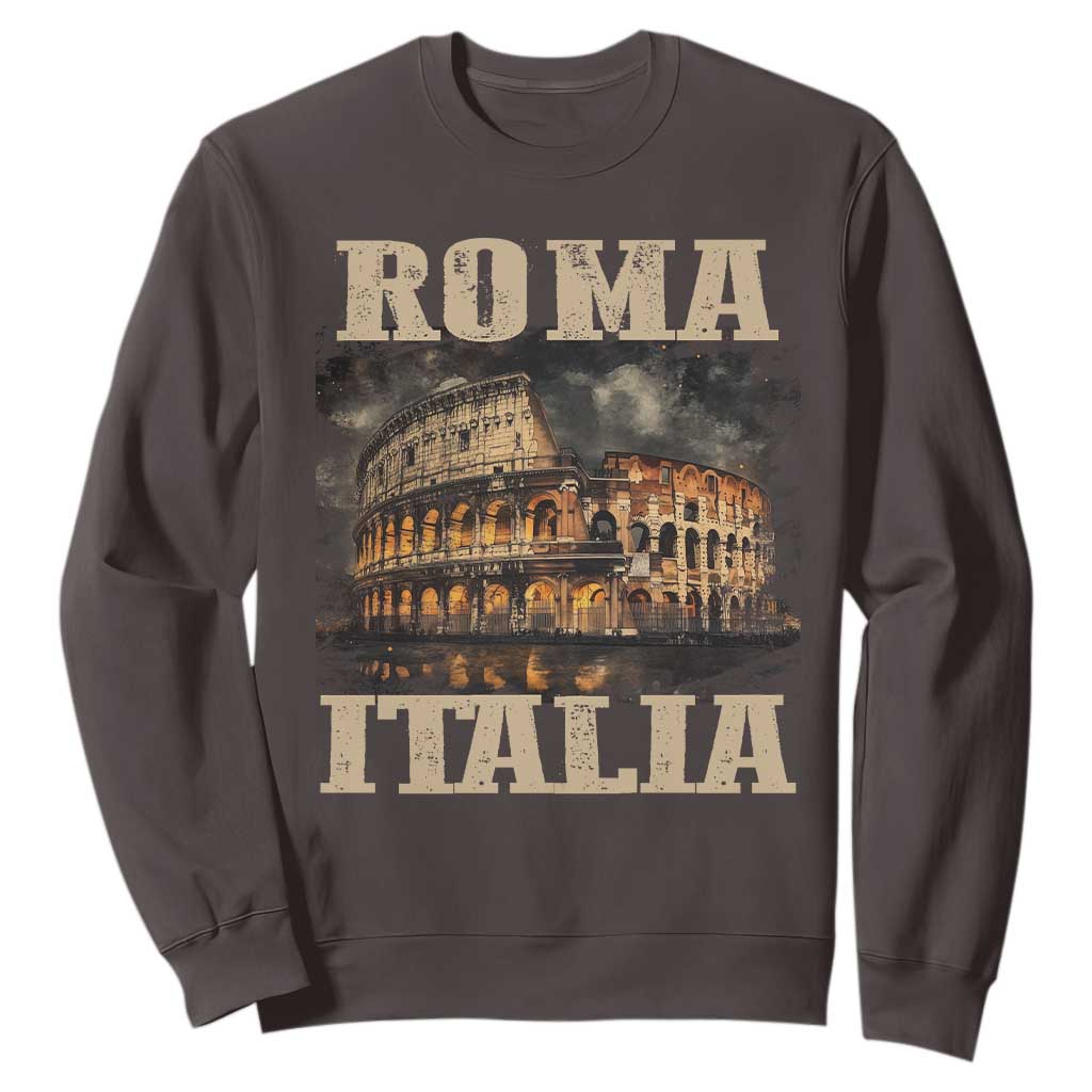Roma Italia Colosseum Sweatshirt Vintage Italy Rome TS09 Dark Chocolate Print Your Wear