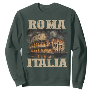 Roma Italia Colosseum Sweatshirt Vintage Italy Rome TS09 Dark Forest Green Print Your Wear