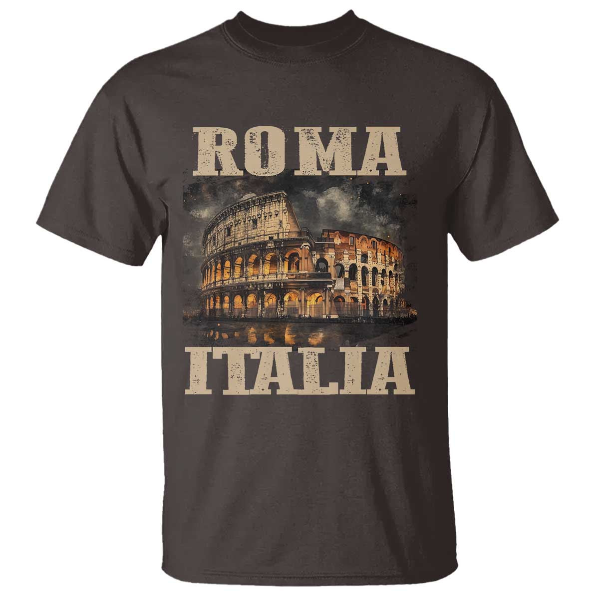 Roma Italia Colosseum T Shirt Vintage Italy Rome TS09 Dark Chocolate Print Your Wear