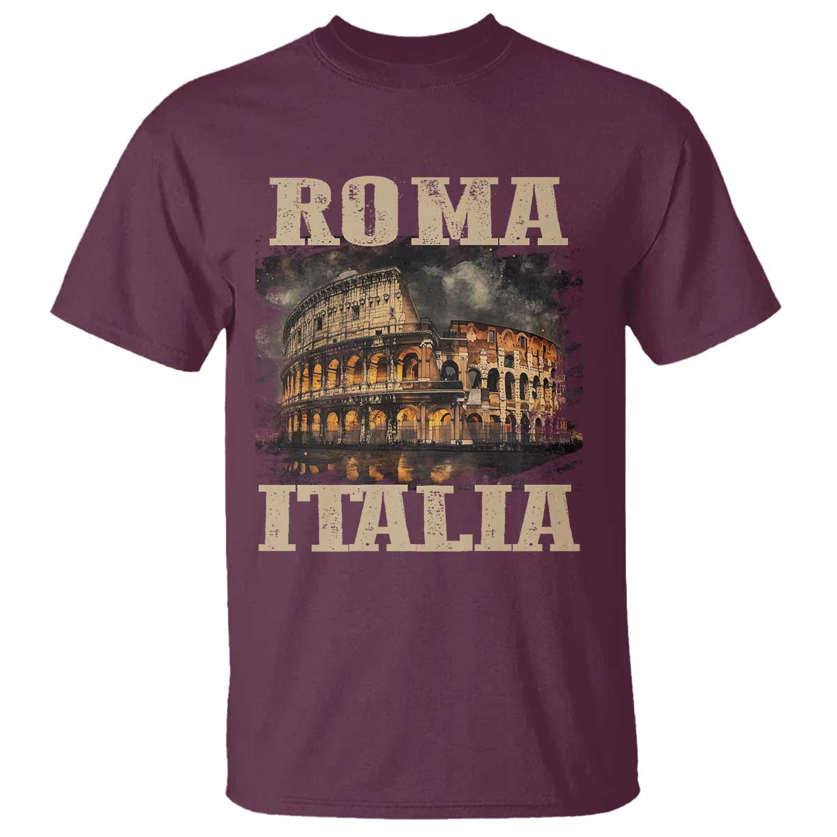 Roma Italia Colosseum T Shirt Vintage Italy Rome TS09 Maroon Print Your Wear