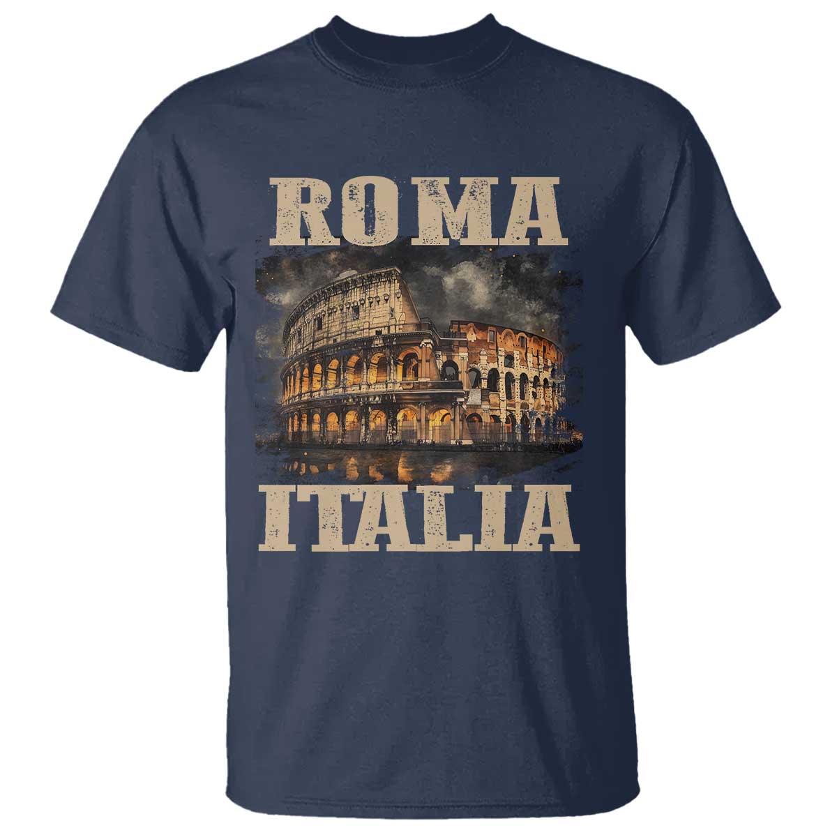 Roma Italia Colosseum T Shirt Vintage Italy Rome TS09 Navy Print Your Wear