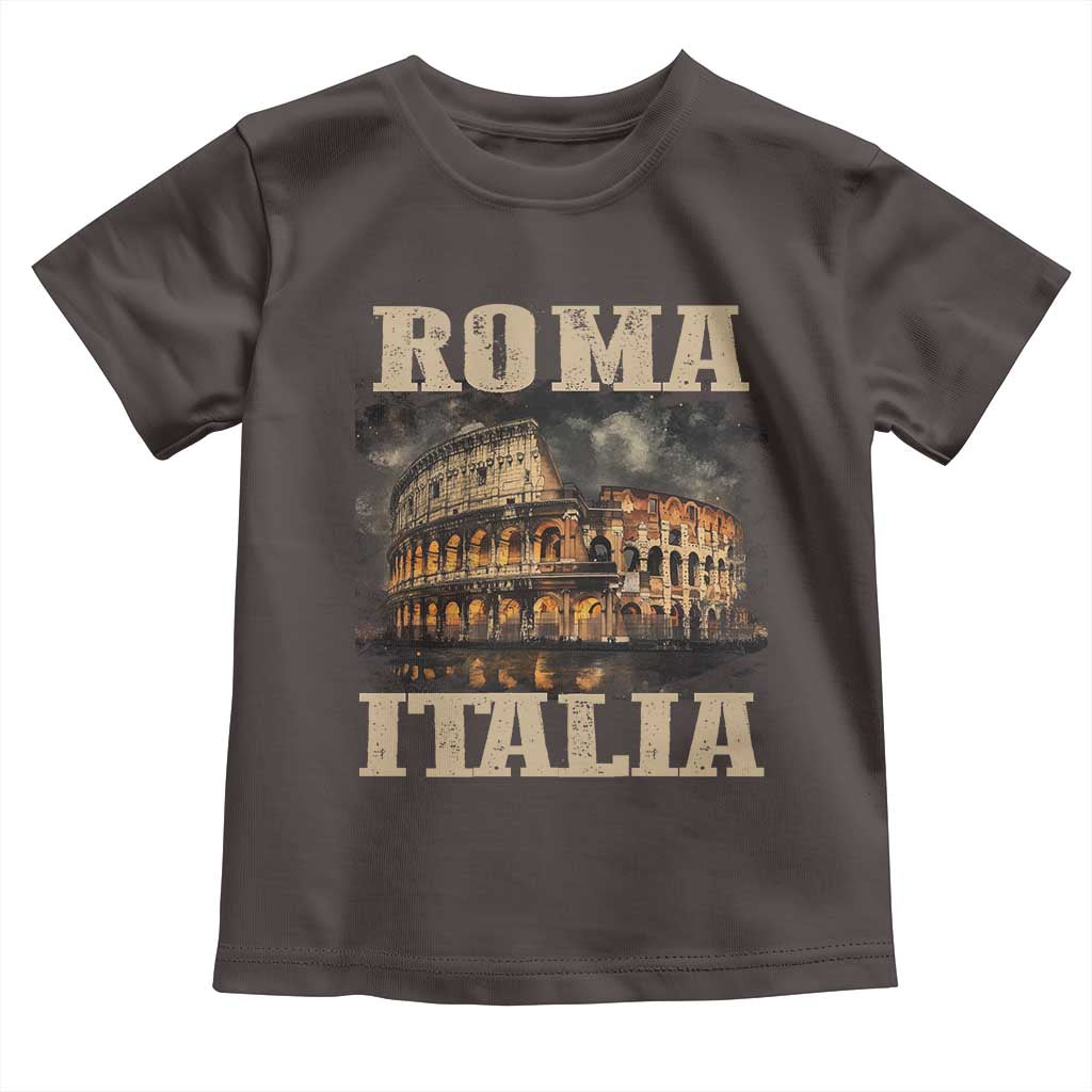 Roma Italia Colosseum Toddler T Shirt Vintage Italy Rome TS09 Dark Chocolate Print Your Wear