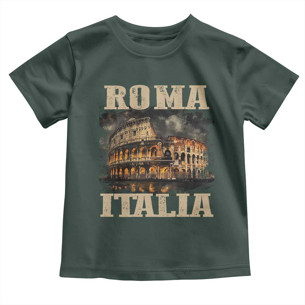 Roma Italia Colosseum Toddler T Shirt Vintage Italy Rome TS09 Dark Forest Green Print Your Wear