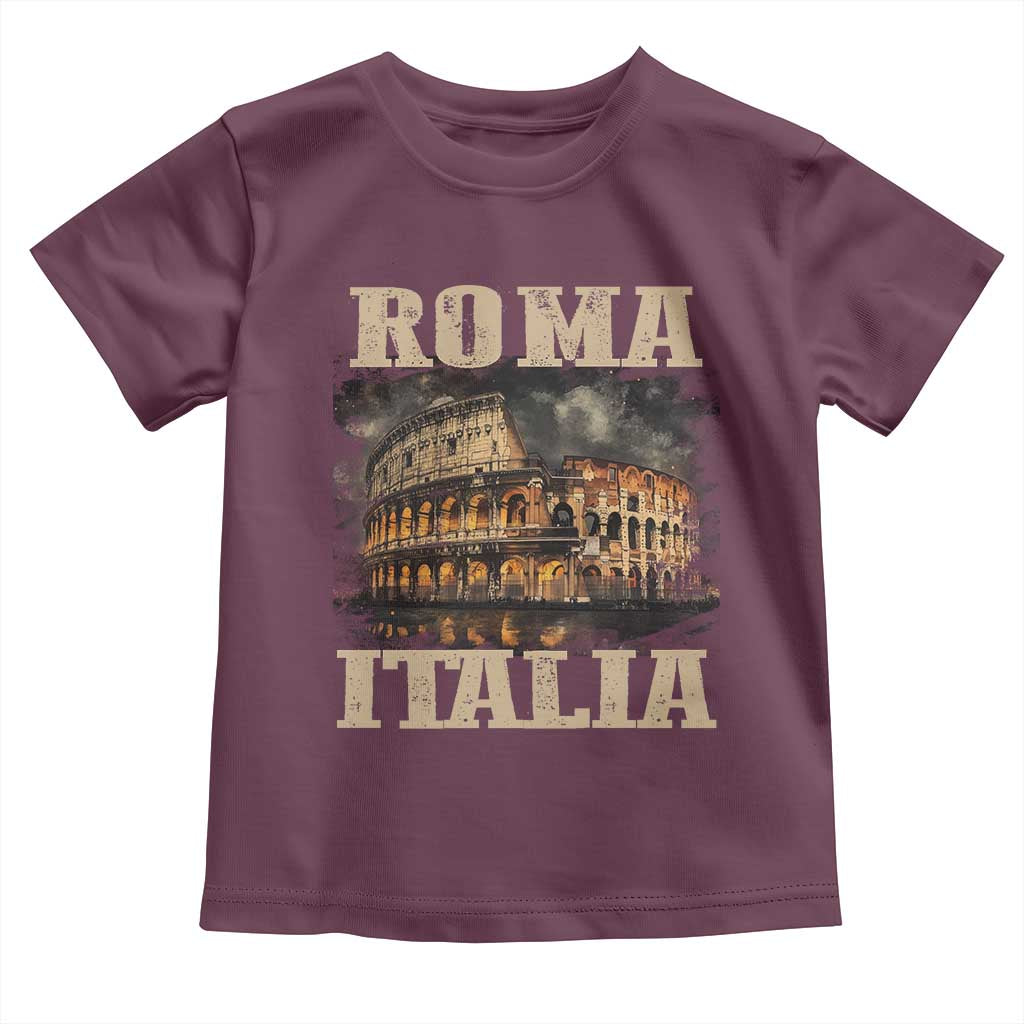 Roma Italia Colosseum Toddler T Shirt Vintage Italy Rome TS09 Maroon Print Your Wear