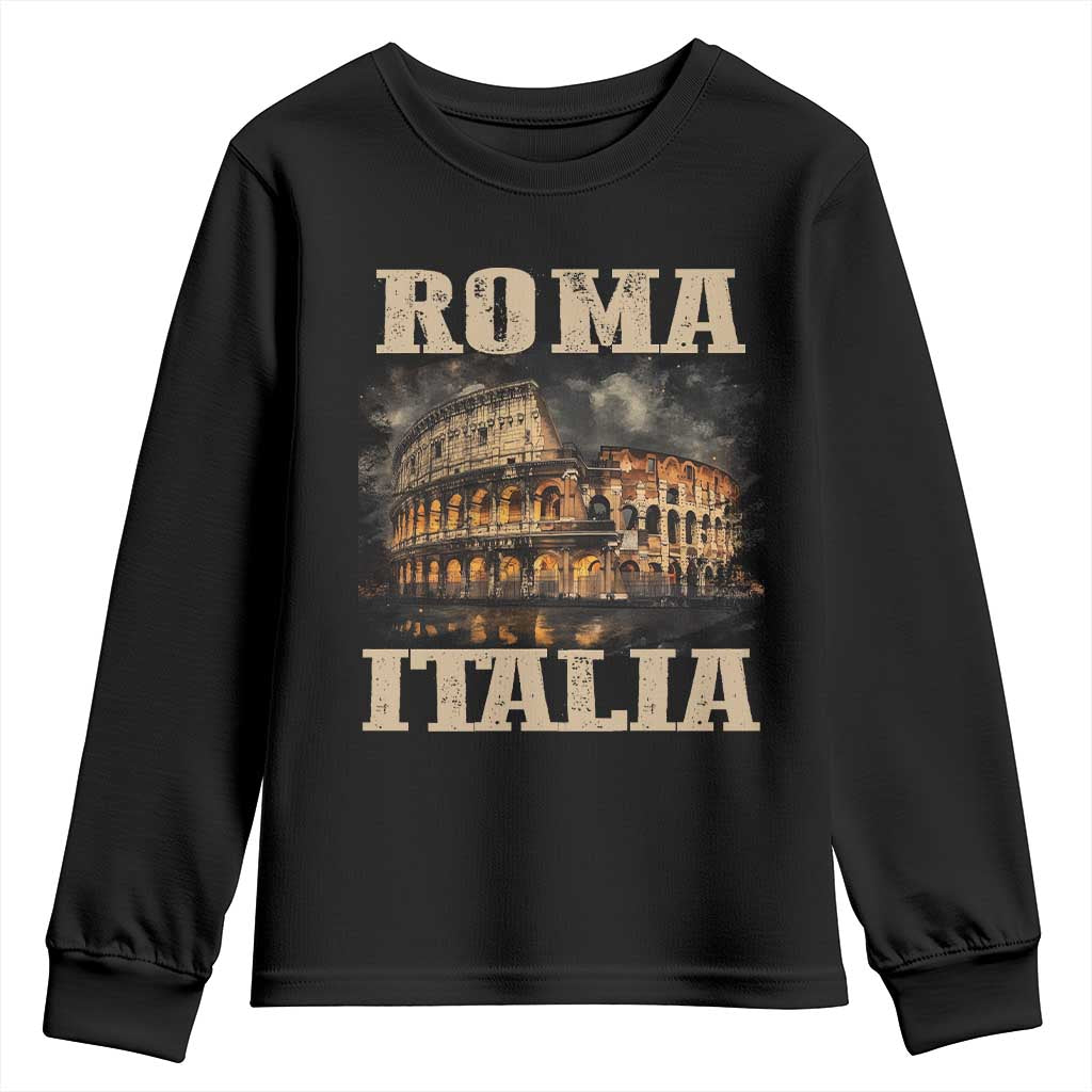 Roma Italia Colosseum Youth Sweatshirt Vintage Italy Rome TS09 Black Print Your Wear