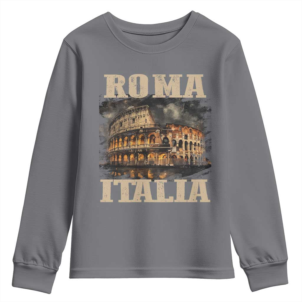 Roma Italia Colosseum Youth Sweatshirt Vintage Italy Rome TS09 Charcoal Print Your Wear