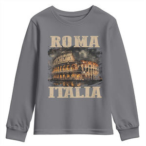 Roma Italia Colosseum Youth Sweatshirt Vintage Italy Rome TS09 Charcoal Print Your Wear