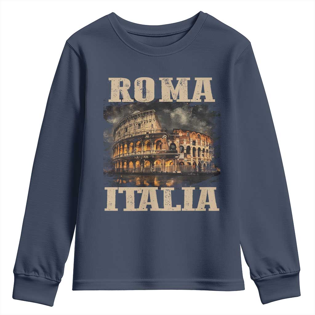 Roma Italia Colosseum Youth Sweatshirt Vintage Italy Rome TS09 Navy Print Your Wear