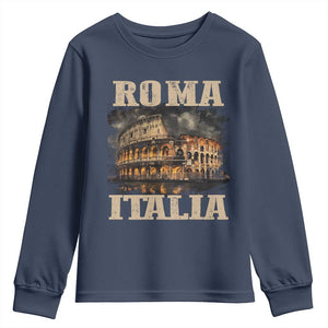 Roma Italia Colosseum Youth Sweatshirt Vintage Italy Rome TS09 Navy Print Your Wear