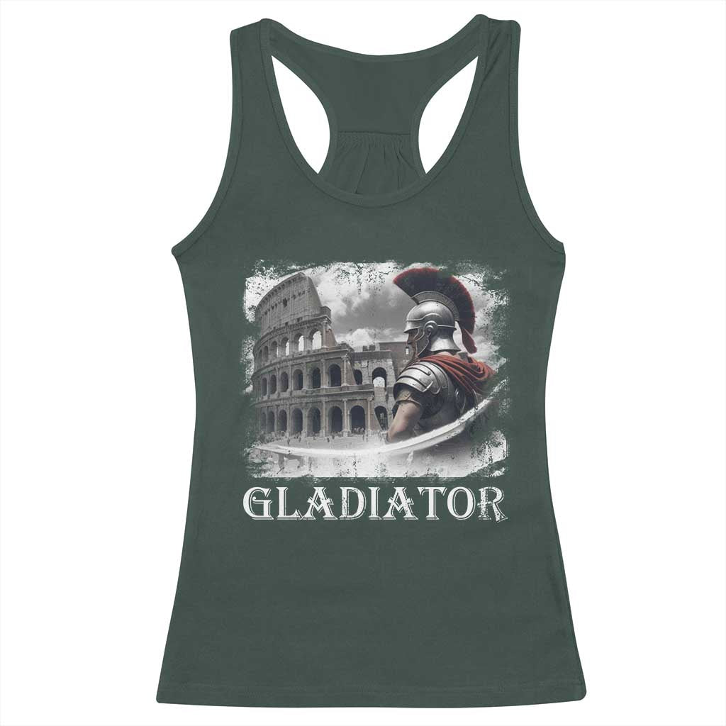 Gladiator Roman Warrior Colosseum Racerback Tank Top TS09 Dark Forest Green Print Your Wear