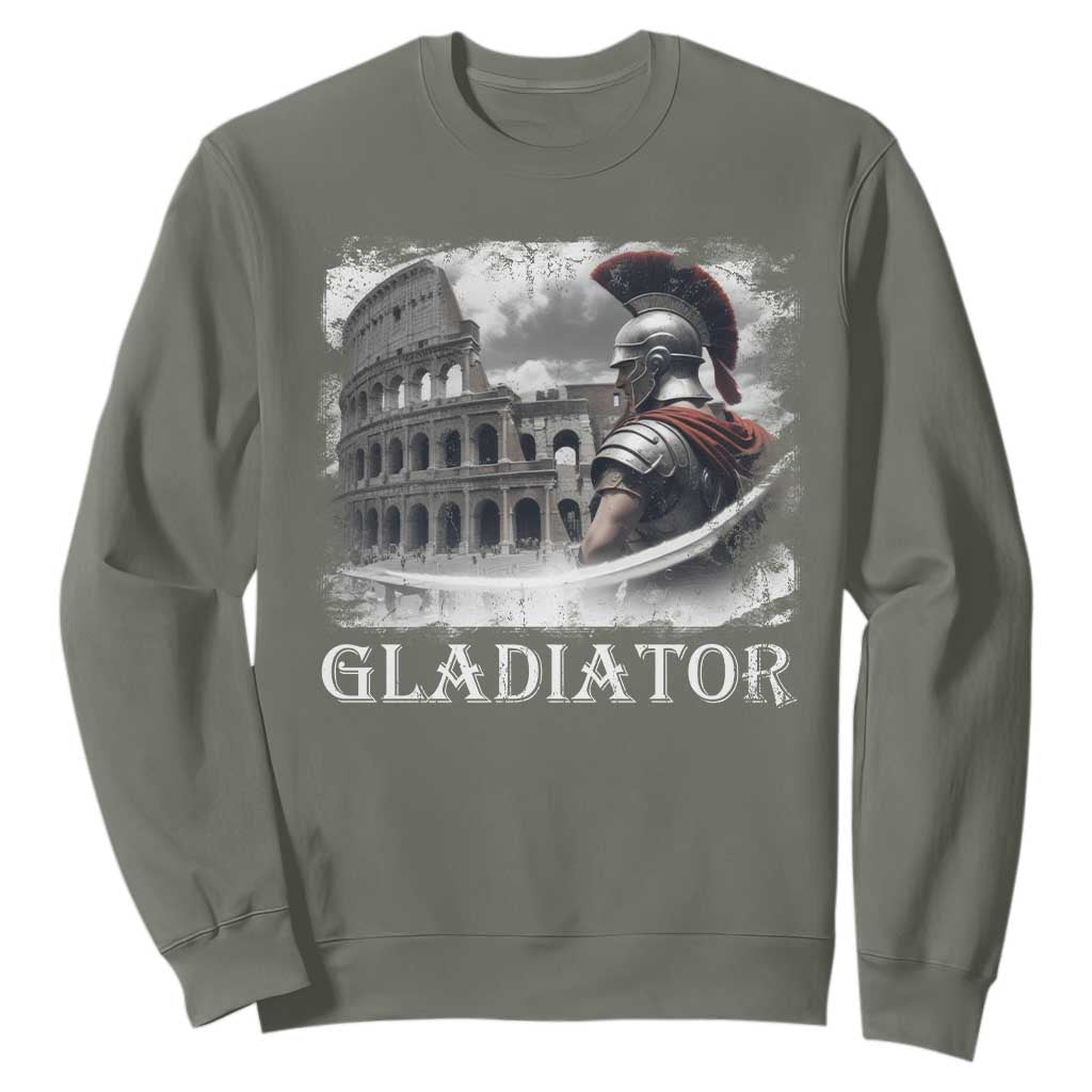 Gladiator Roman Warrior Colosseum Sweatshirt TS09 Military Green Print Your Wear
