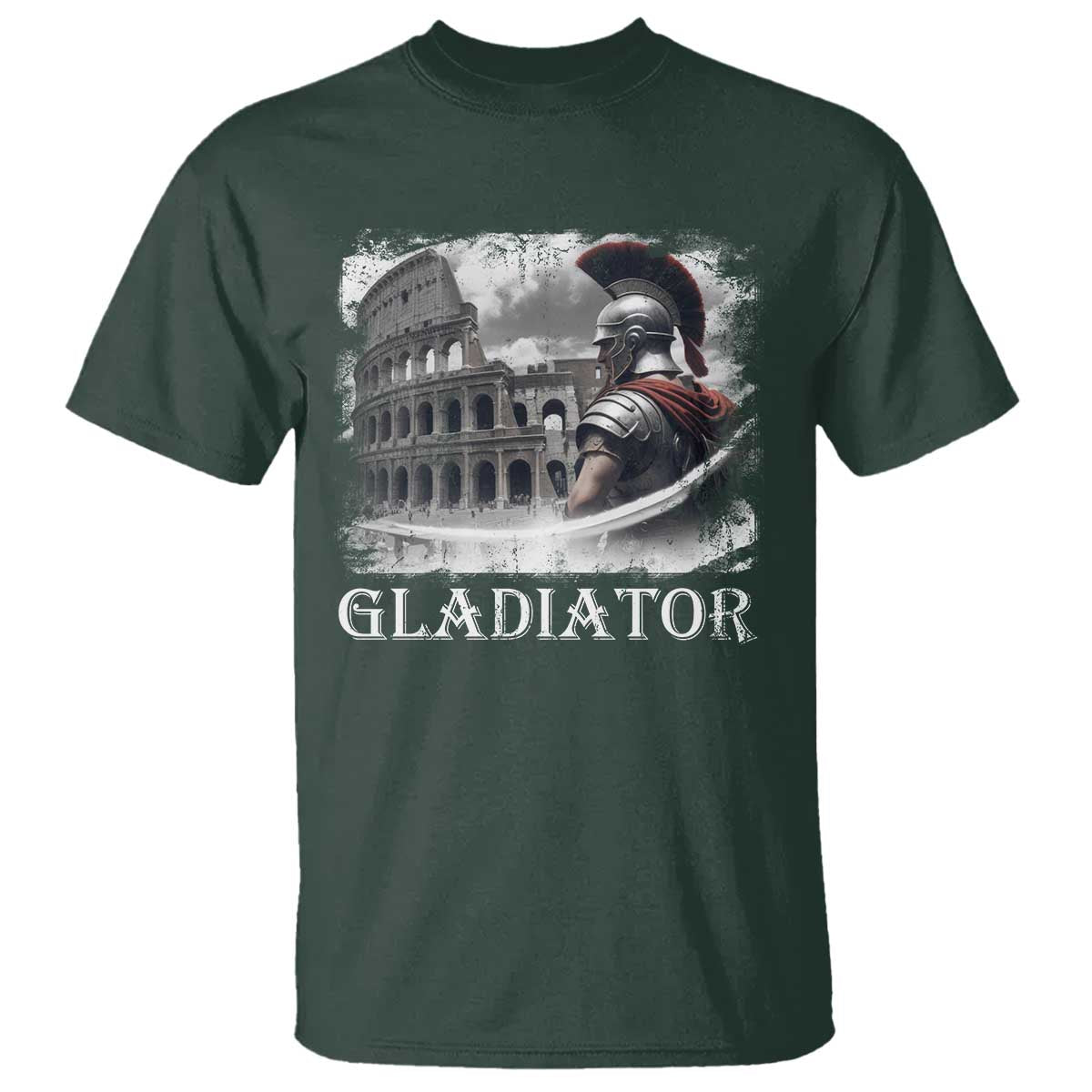 Gladiator Roman Warrior Colosseum T Shirt TS09 Dark Forest Green Print Your Wear