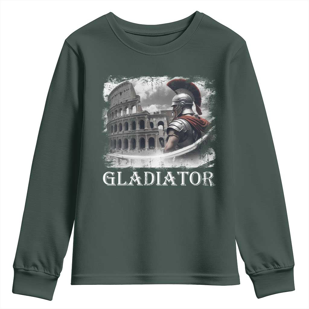 Gladiator Roman Warrior Colosseum Youth Sweatshirt TS09 Dark Forest Green Print Your Wear