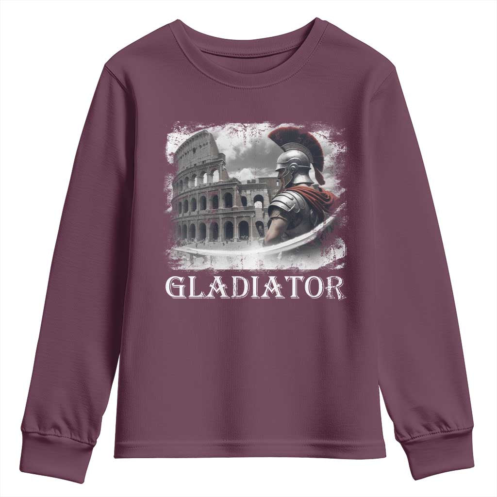 Gladiator Roman Warrior Colosseum Youth Sweatshirt TS09 Maroon Print Your Wear