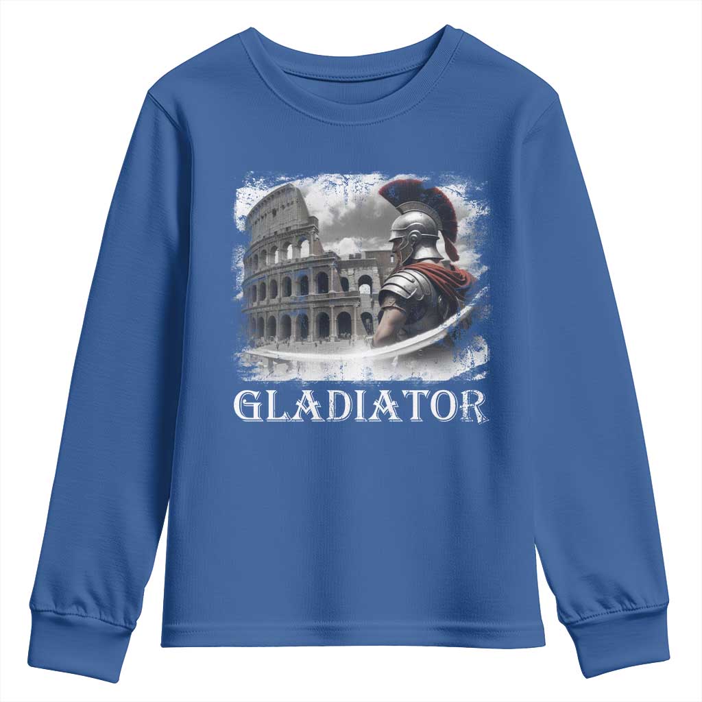 Gladiator Roman Warrior Colosseum Youth Sweatshirt TS09 Royal Blue Print Your Wear