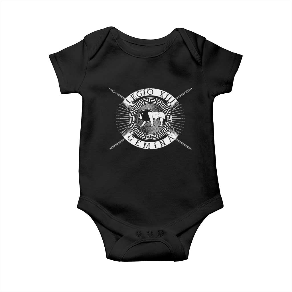 Roman Legion Baby Onesie Legio XIII Gemina Roma Warrior TS09 Black Print Your Wear