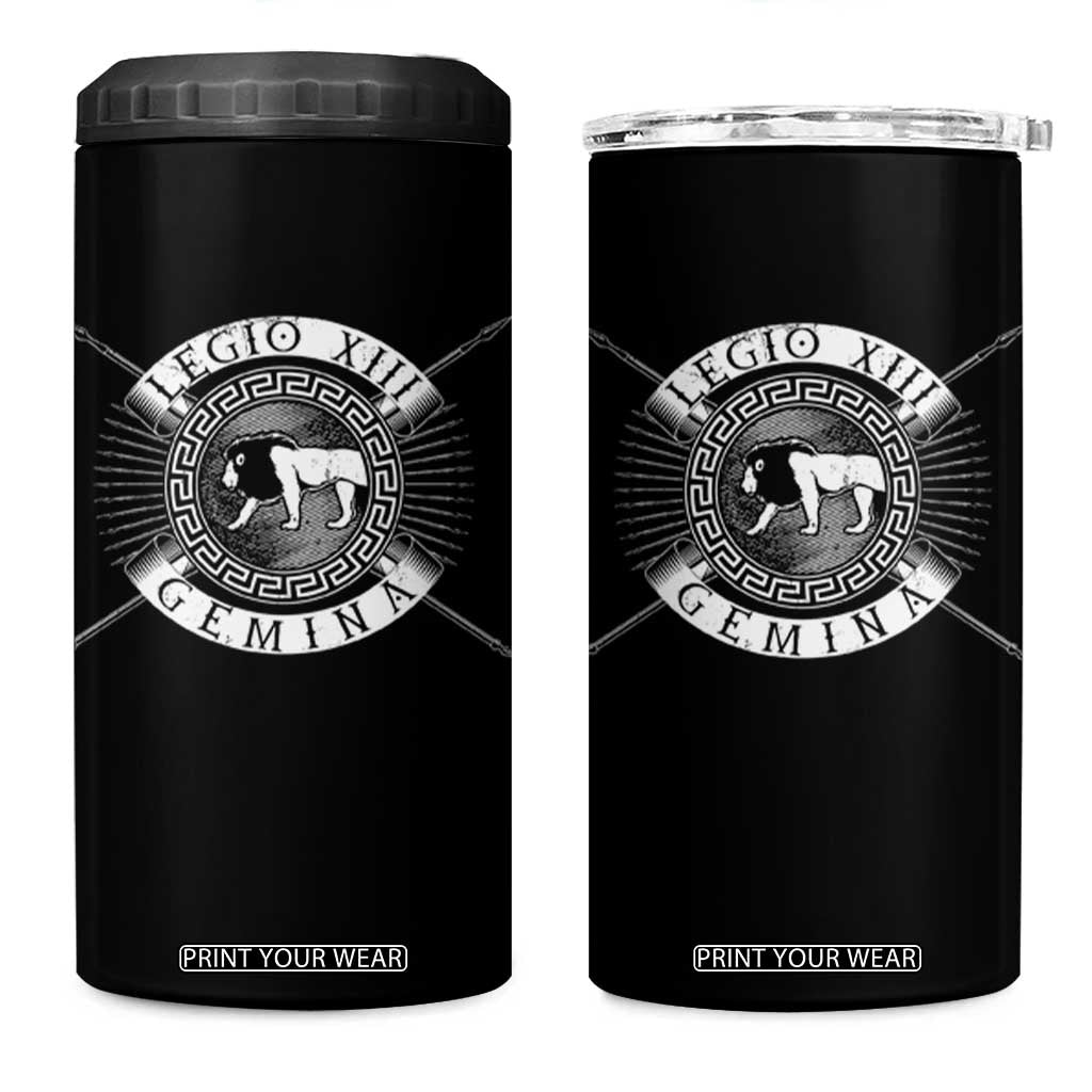 Roman Legion 4 in 1 Can Cooler Tumbler Legio XIII Gemina Roma Warrior TS09 One Size: 16 oz Black Print Your Wear
