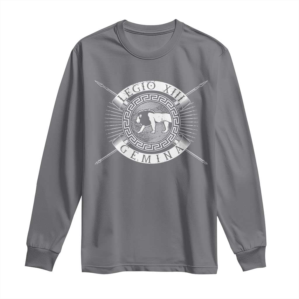 Roman Legion Long Sleeve Shirt Legio XIII Gemina Roma Warrior TS09 Charcoal Print Your Wear