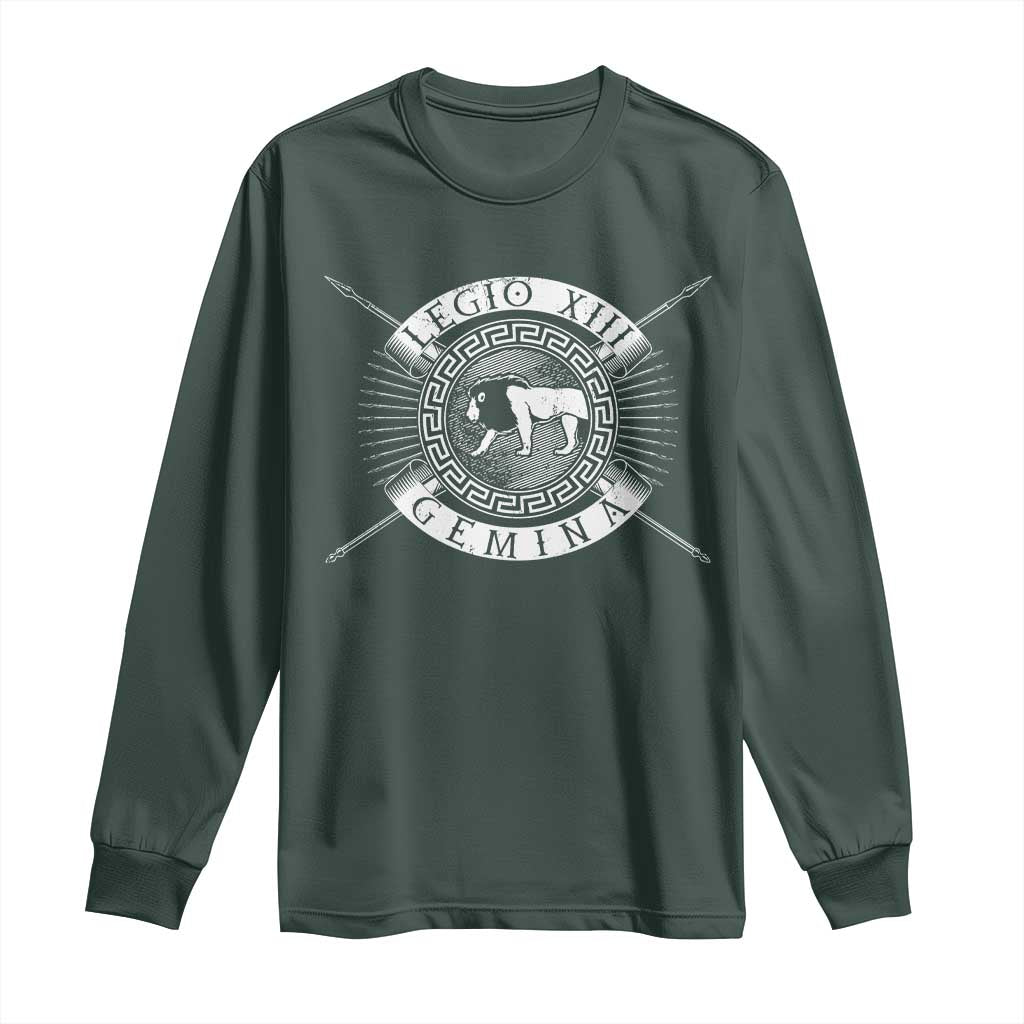 Roman Legion Long Sleeve Shirt Legio XIII Gemina Roma Warrior TS09 Dark Forest Green Print Your Wear