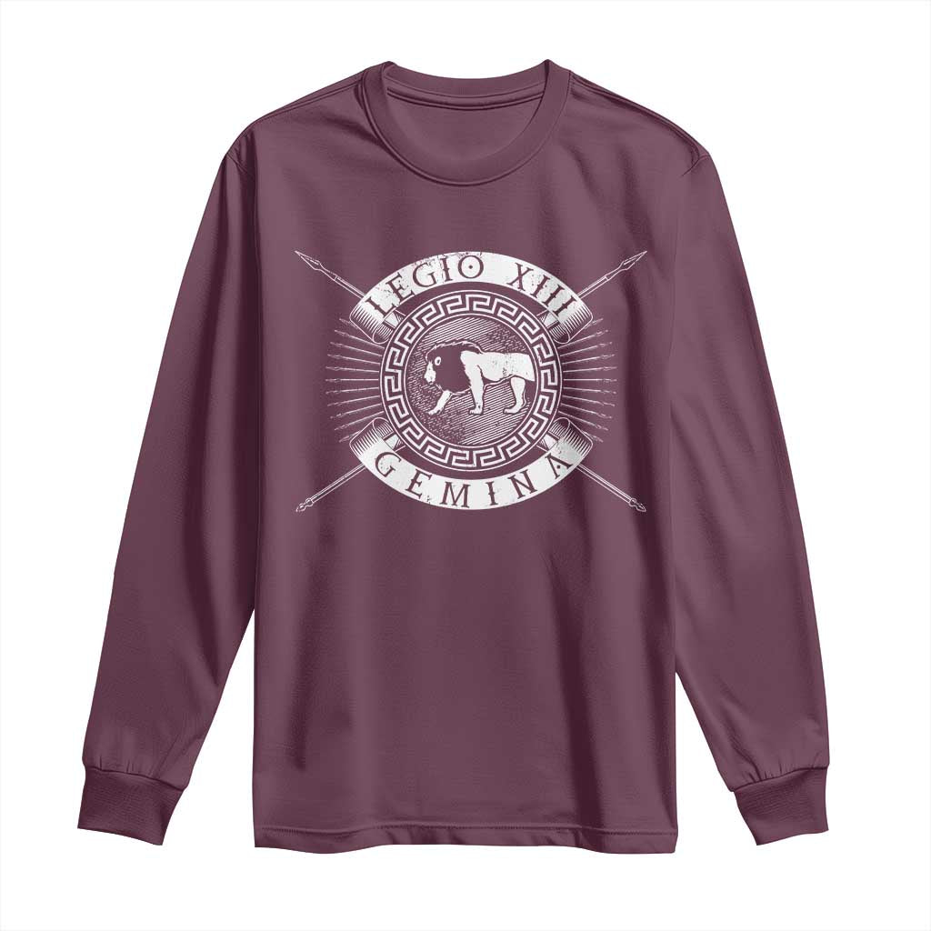 Roman Legion Long Sleeve Shirt Legio XIII Gemina Roma Warrior TS09 Maroon Print Your Wear