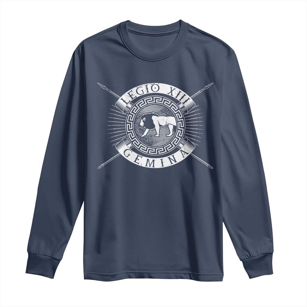 Roman Legion Long Sleeve Shirt Legio XIII Gemina Roma Warrior TS09 Navy Print Your Wear