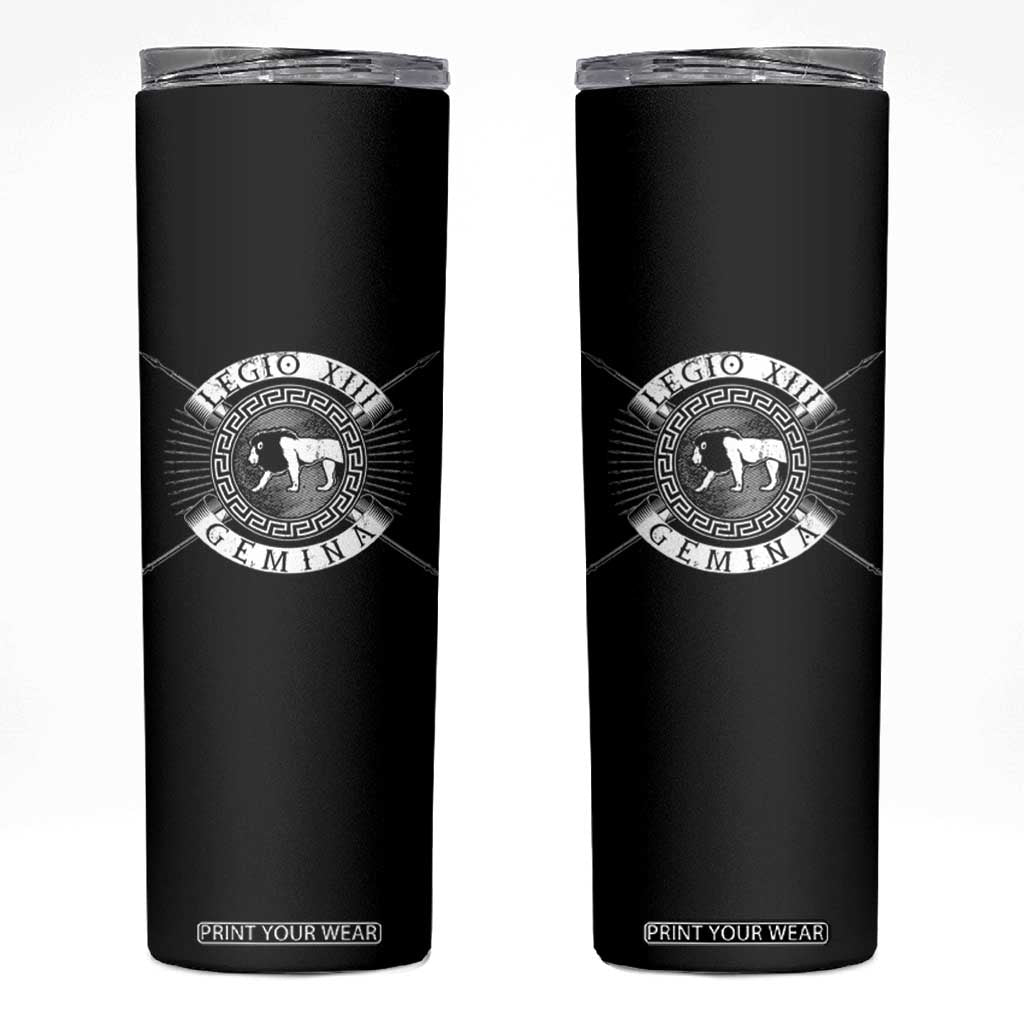 Roman Legion Skinny Tumbler Legio XIII Gemina Roma Warrior TS09 Black Print Your Wear