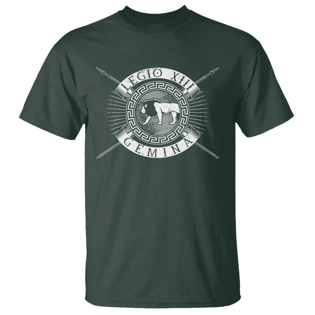 Roman Legion T Shirt Legio XIII Gemina Roma Warrior TS09 Dark Forest Green Print Your Wear