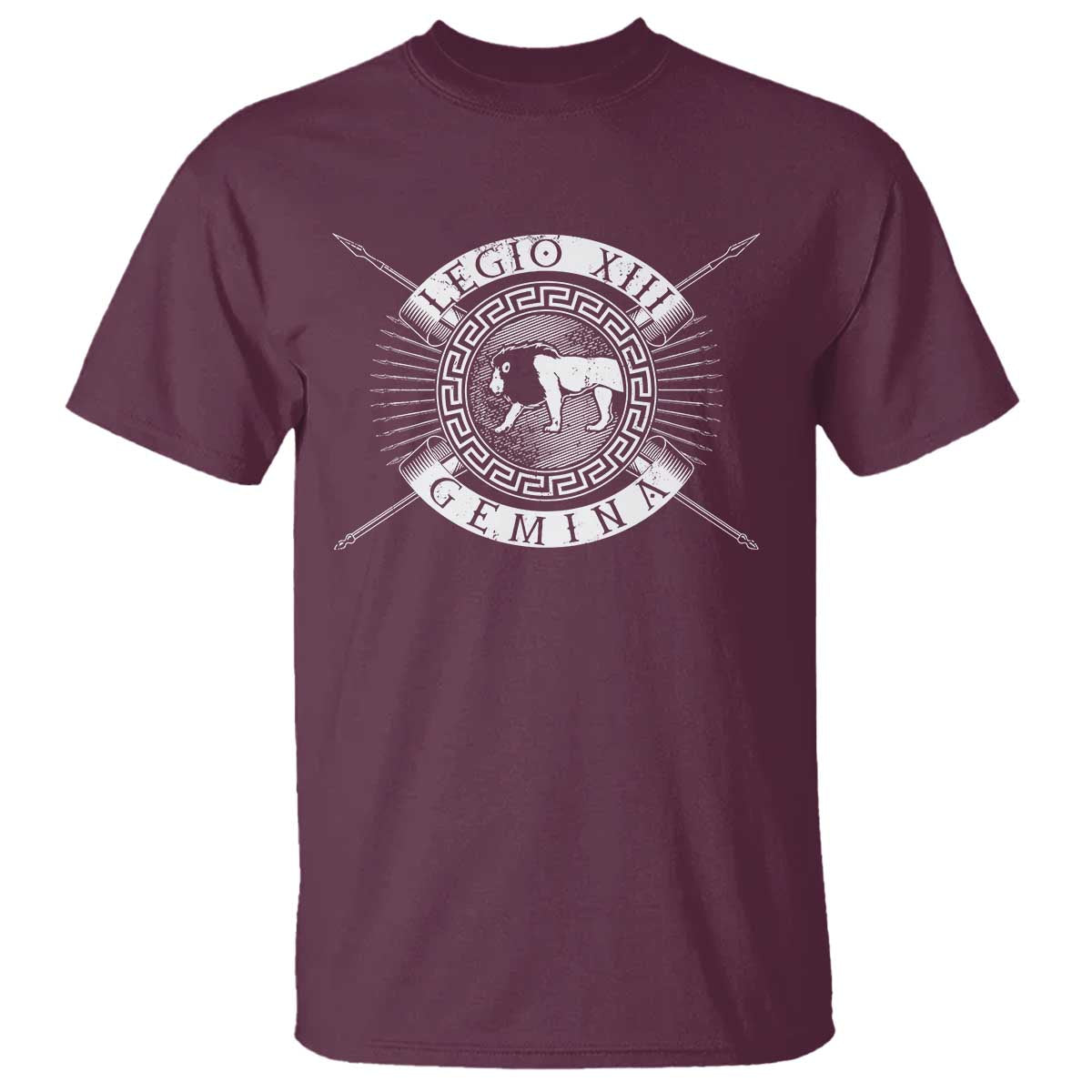 Roman Legion T Shirt Legio XIII Gemina Roma Warrior TS09 Maroon Print Your Wear