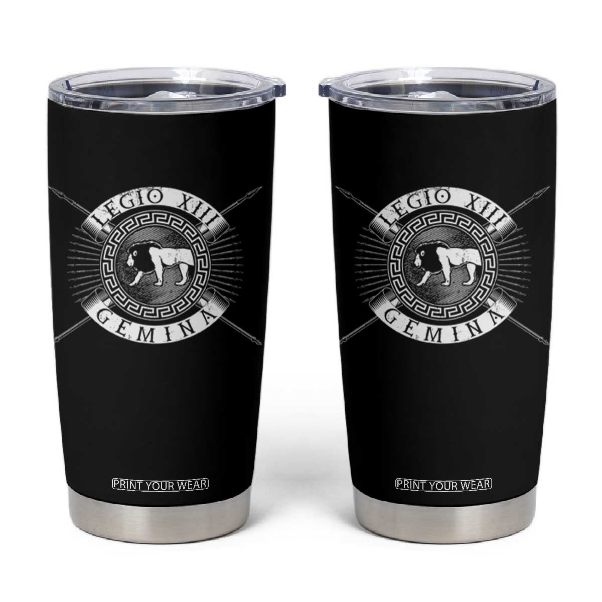 Roman Legion Tumbler Cup Legio XIII Gemina Roma Warrior TS09 Black Print Your Wear