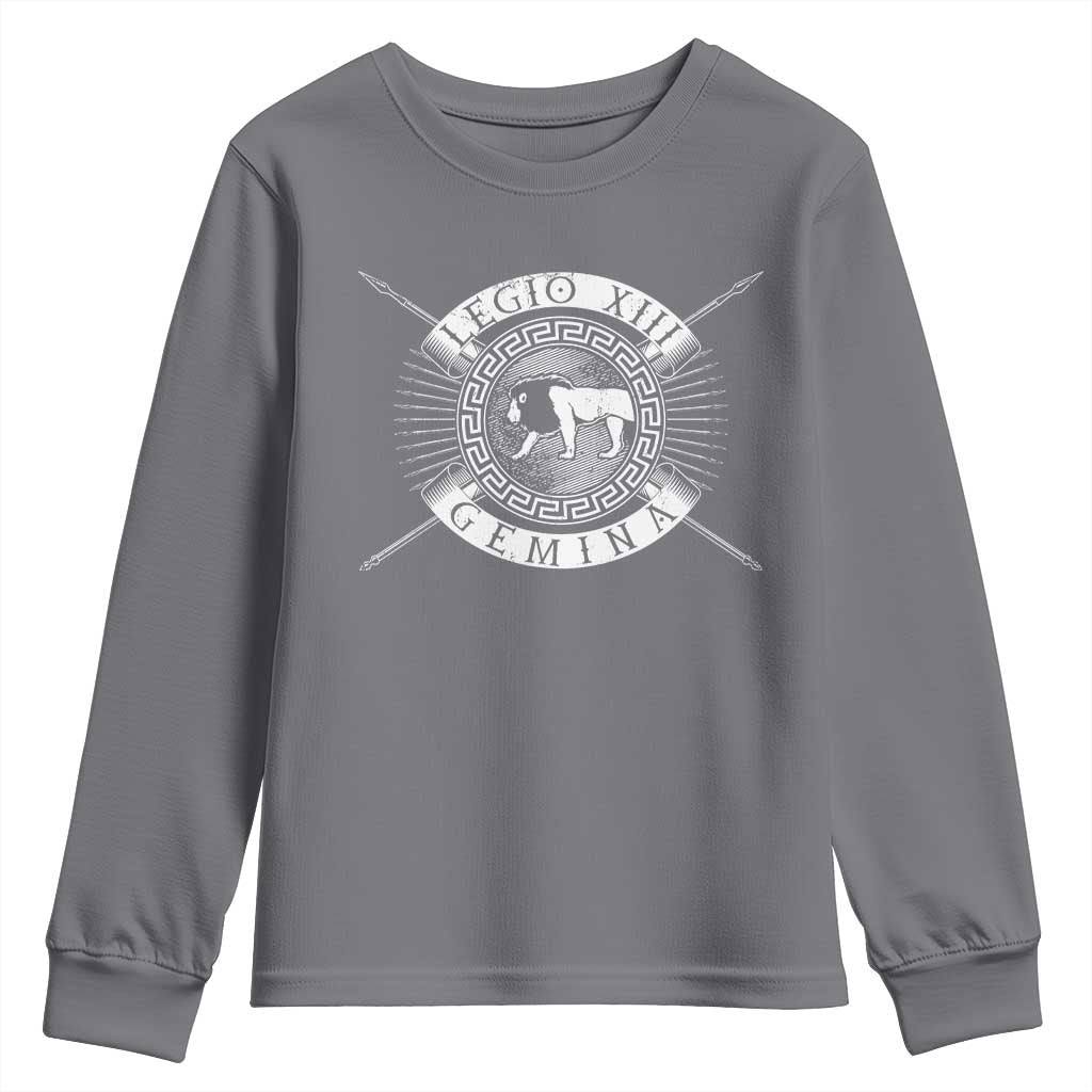 Roman Legion Youth Sweatshirt Legio XIII Gemina Roma Warrior TS09 Charcoal Print Your Wear