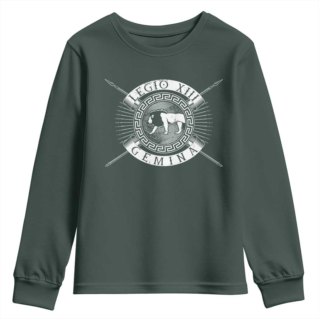 Roman Legion Youth Sweatshirt Legio XIII Gemina Roma Warrior TS09 Dark Forest Green Print Your Wear