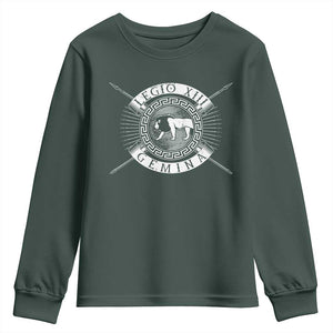 Roman Legion Youth Sweatshirt Legio XIII Gemina Roma Warrior TS09 Dark Forest Green Print Your Wear