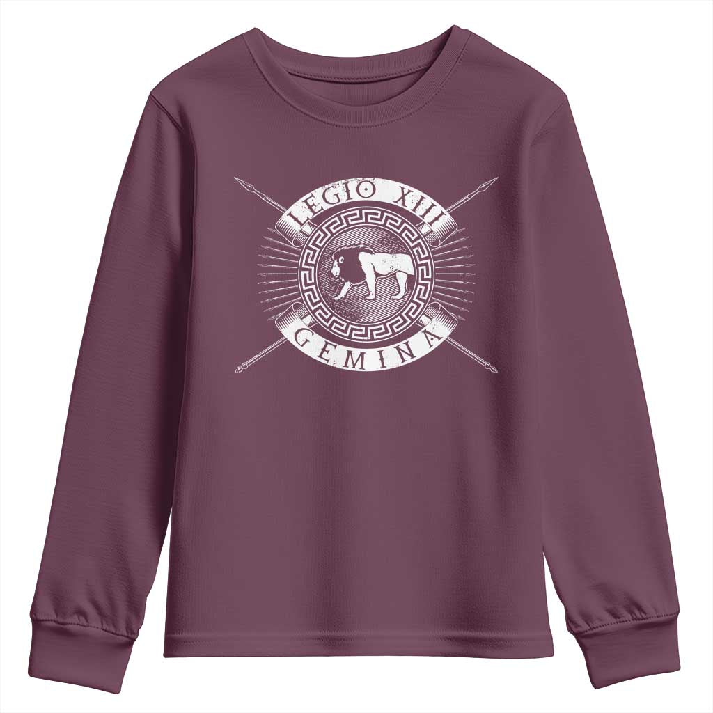 Roman Legion Youth Sweatshirt Legio XIII Gemina Roma Warrior TS09 Maroon Print Your Wear