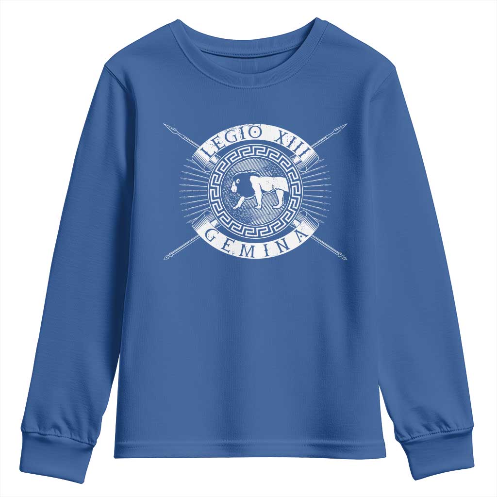 Roman Legion Youth Sweatshirt Legio XIII Gemina Roma Warrior TS09 Royal Blue Print Your Wear