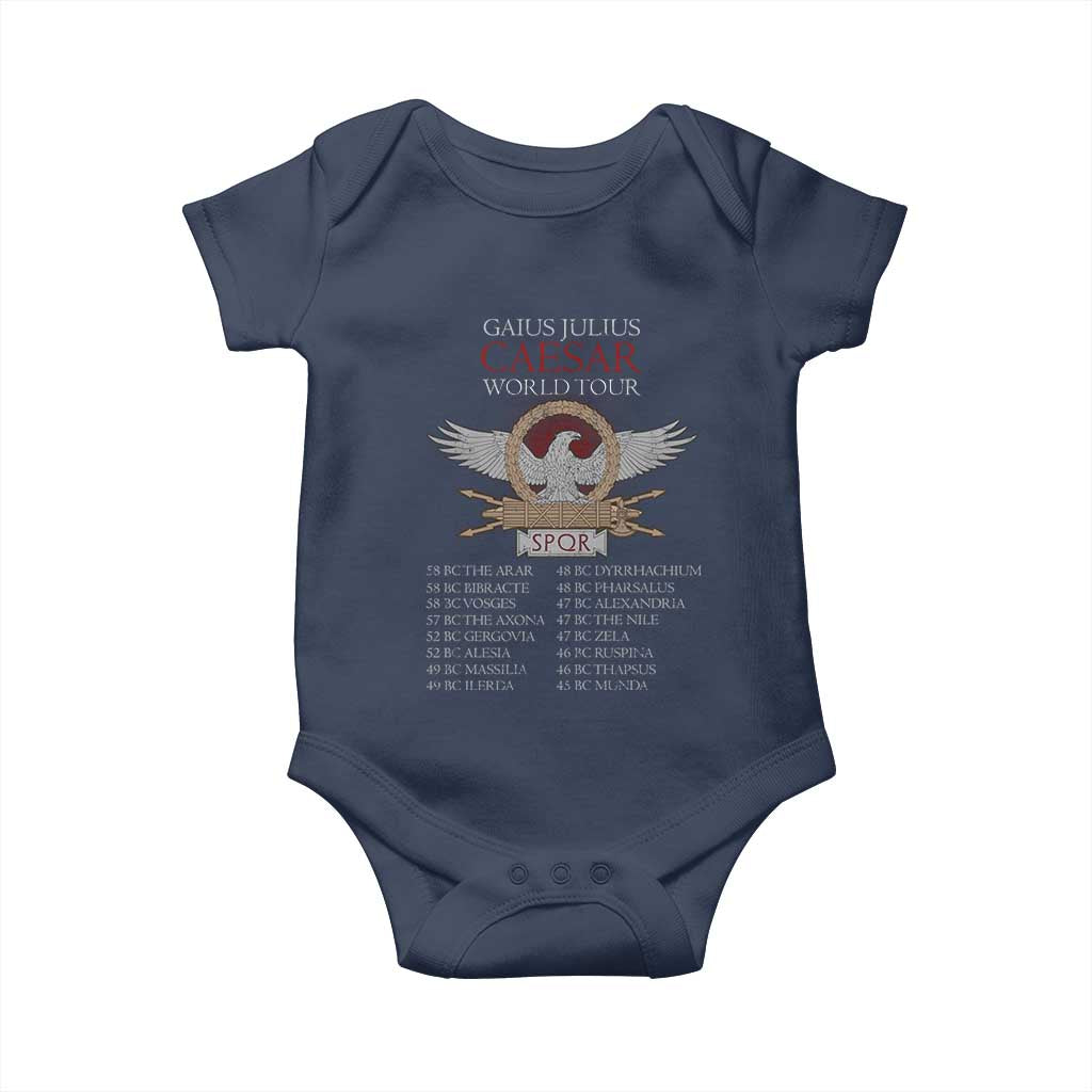 Julius Caesar World Tour Baby Onesie SPQR Roman History TS09 Navy Print Your Wear