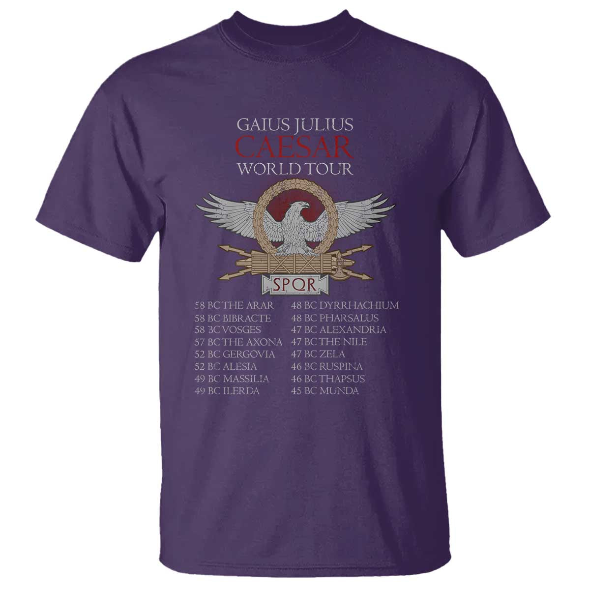 Julius Caesar World Tour T Shirt SPQR Roman History TS09 Purple Print Your Wear