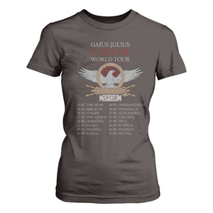 Julius Caesar World Tour T Shirt For Women SPQR Roman History TS09 Dark Chocolate Print Your Wear