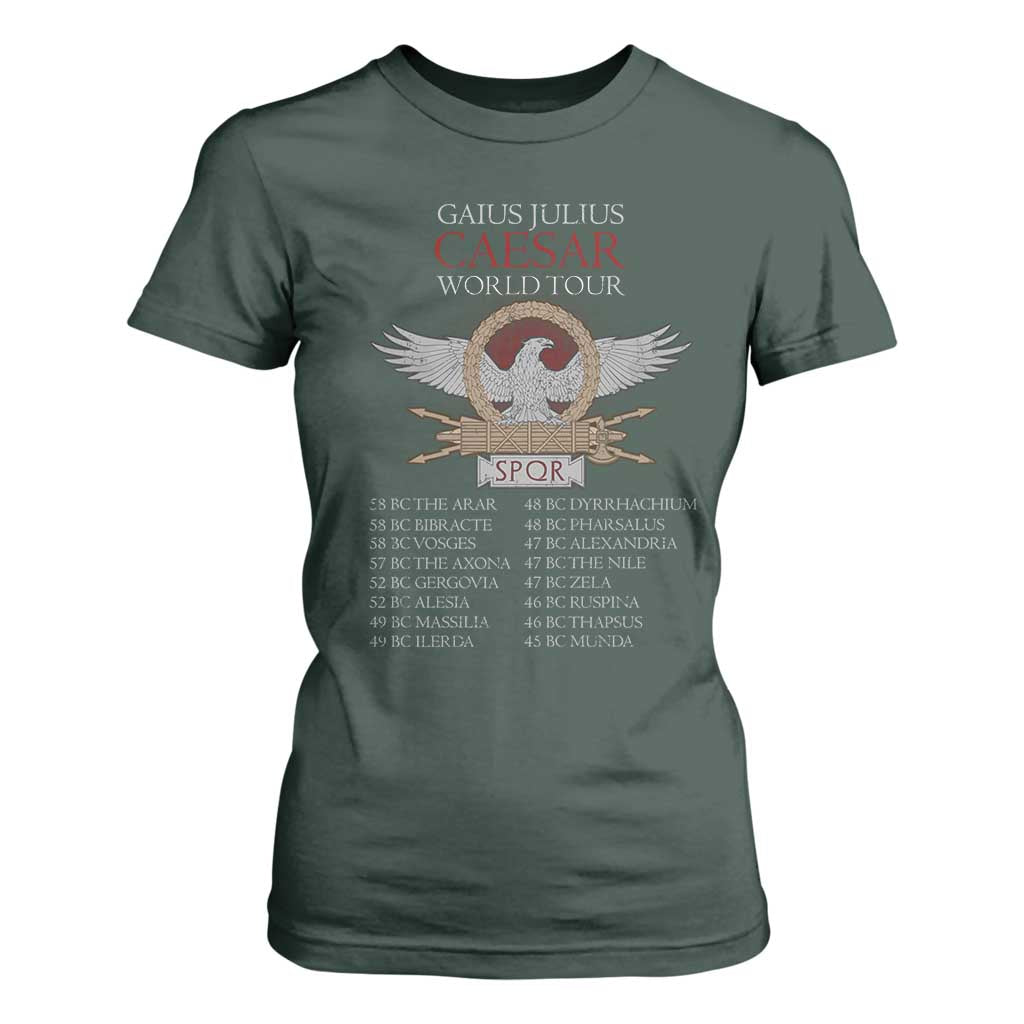 Julius Caesar World Tour T Shirt For Women SPQR Roman History TS09 Dark Forest Green Print Your Wear