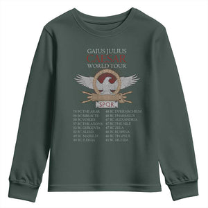 Julius Caesar World Tour Youth Sweatshirt SPQR Roman History TS09 Dark Forest Green Print Your Wear