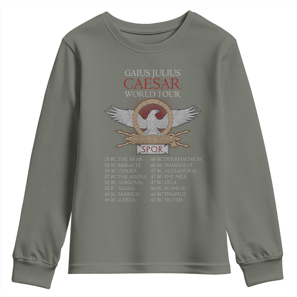Julius Caesar World Tour Youth Sweatshirt SPQR Roman History TS09 Military Green Print Your Wear