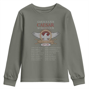 Julius Caesar World Tour Youth Sweatshirt SPQR Roman History TS09 Military Green Print Your Wear
